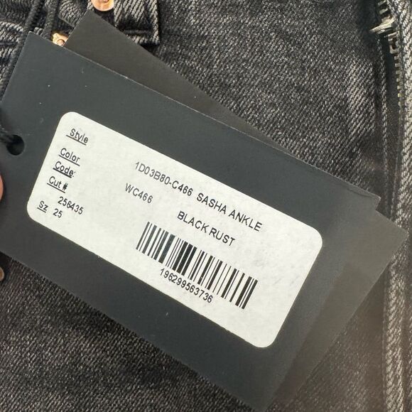 NWT PAIGE SASHA ANKLE Wide Leg Jeans in Black Rust - Picture 10 of 13